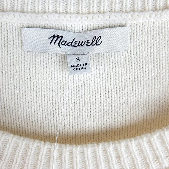 Madewell Cotton Blend Colorful V Neck Short Sleeve Fringe Hem Cropped Top Size S - Picture 7 of 9